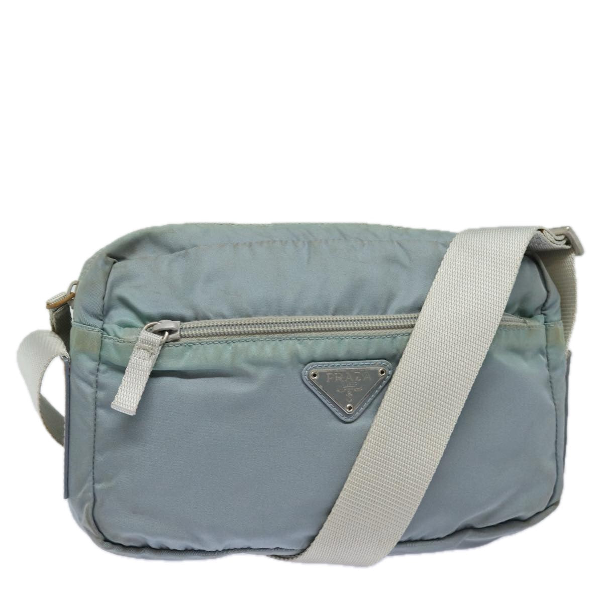 Luxury Prada Shoulder Bag Nylon Light Blue Silver  84645