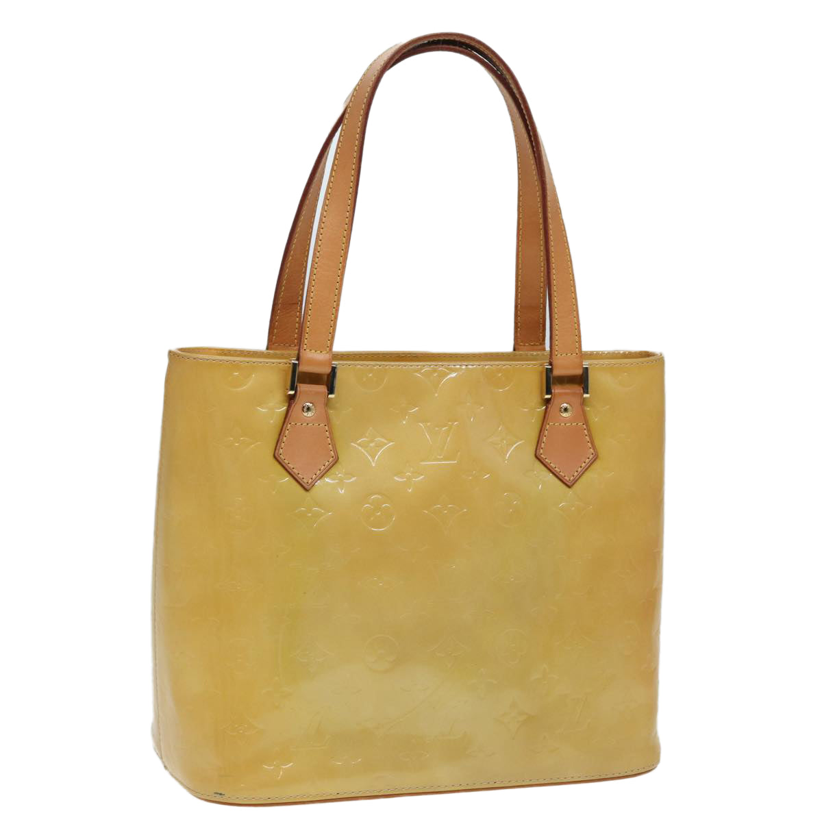LOUIS VUITTON Monogram Vernis Houston Hand Bag Beige M91004 LV 84737