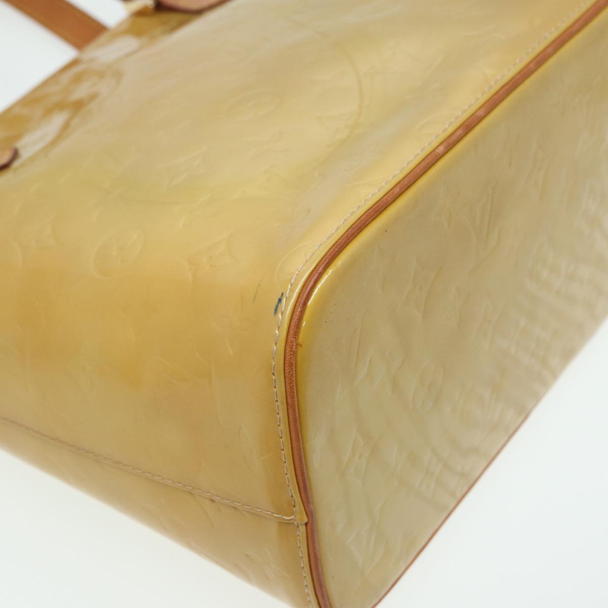 LOUIS VUITTON Monogram Vernis Houston Hand Bag Beige M91004 LV 84737