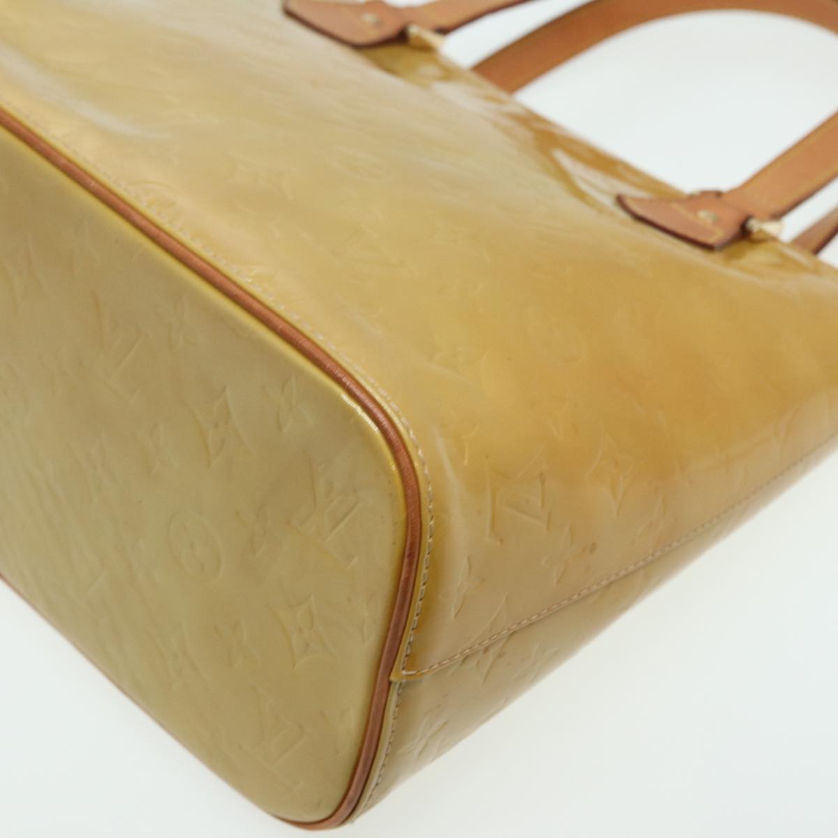 LOUIS VUITTON Monogram Vernis Houston Hand Bag Beige M91004 LV 84737