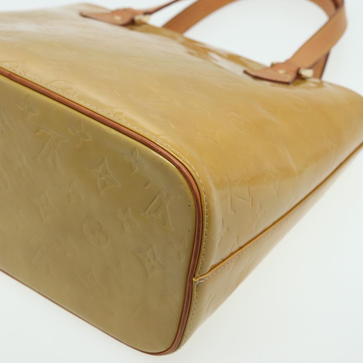 LOUIS VUITTON Monogram Vernis Houston Hand Bag Beige M91004 LV 84737
