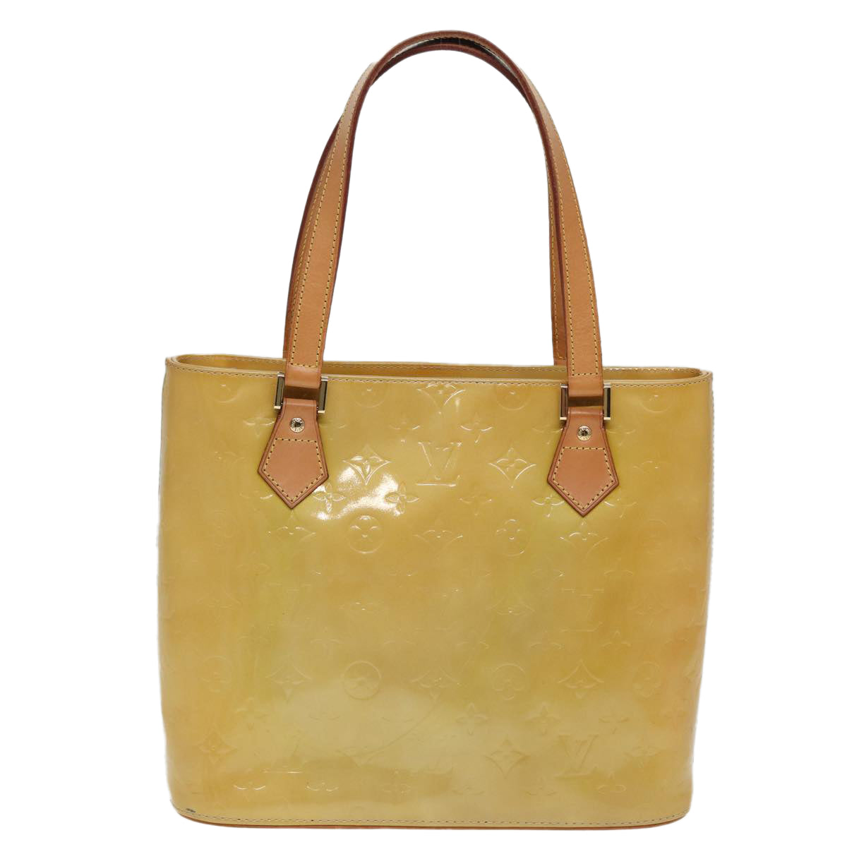 LOUIS VUITTON Monogram Vernis Houston Hand Bag Beige M91004 LV 84737