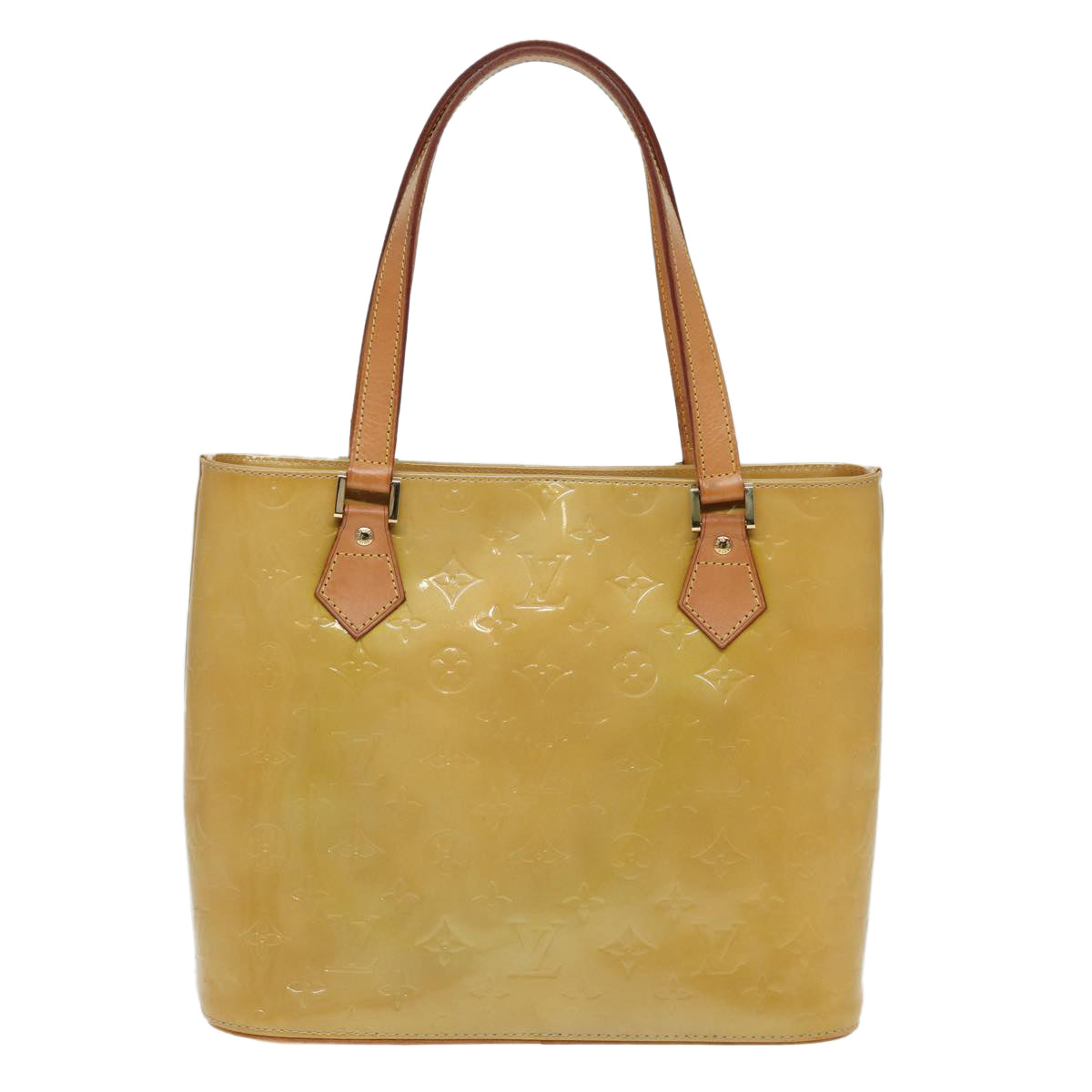 LOUIS VUITTON Monogram Vernis Houston Hand Bag Beige M91004 LV 84737