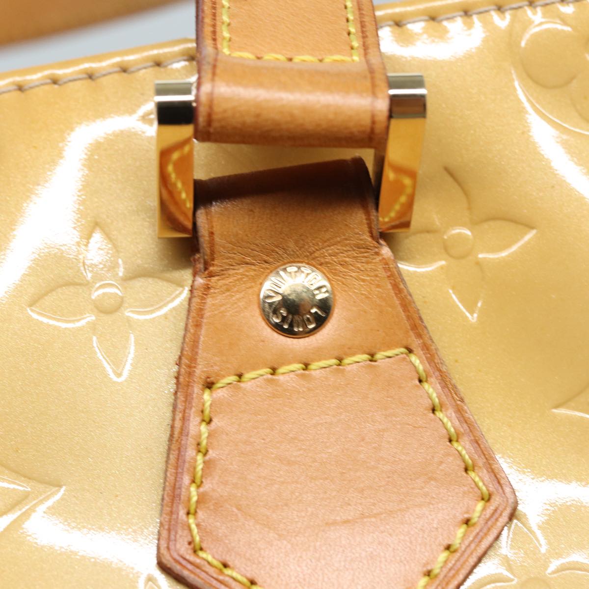 LOUIS VUITTON Monogram Vernis Houston Hand Bag Beige M91004 LV 84738