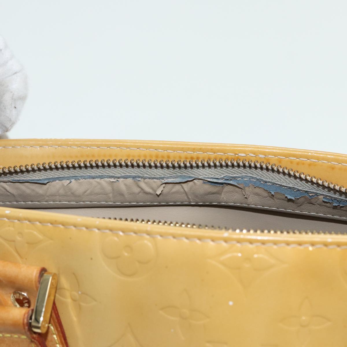 LOUIS VUITTON Monogram Vernis Houston Hand Bag Beige M91004 LV 84738