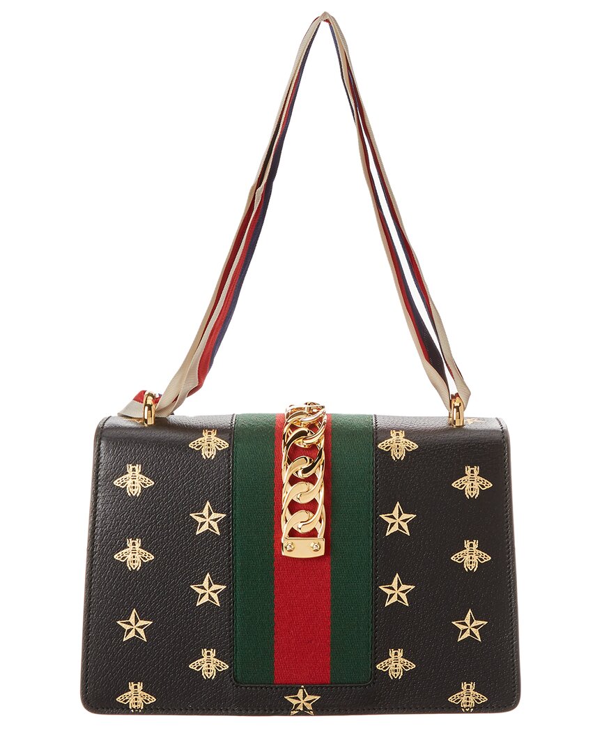 Gucci Sylvie Small Bee & Star Leather Shoulder Bag