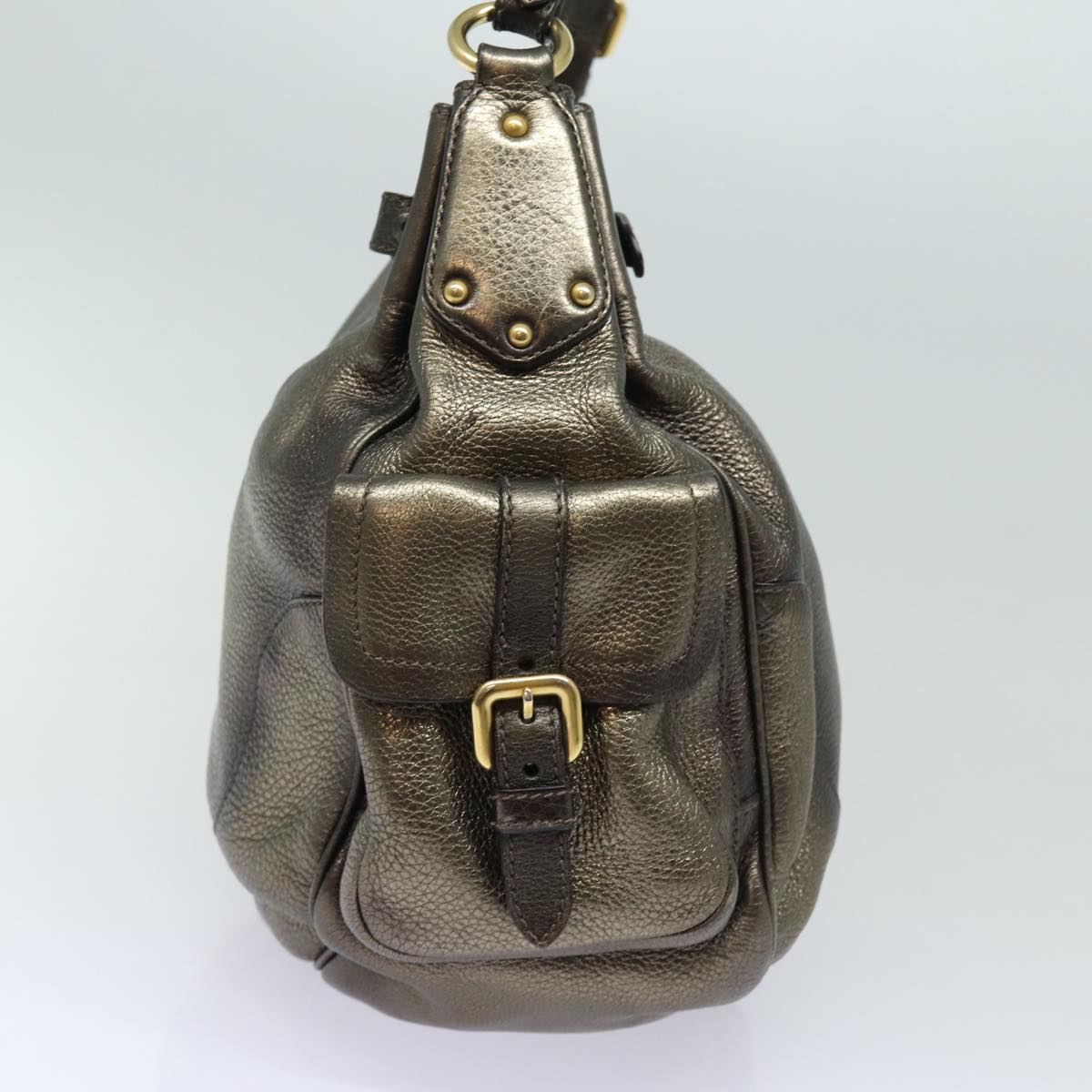 Luxury Prada Shoulder Bag Leather Silver  84946