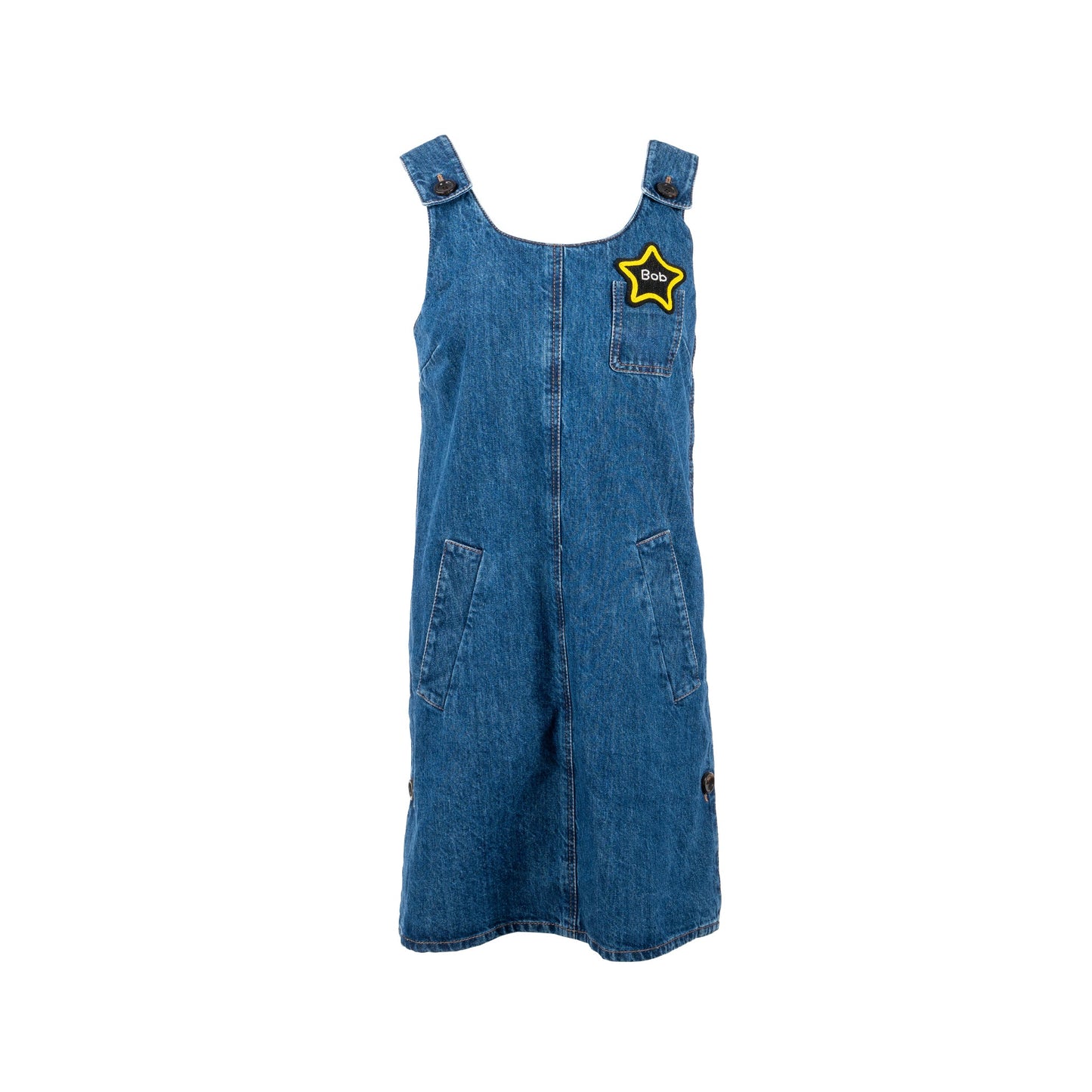 Miu Miu Size 40 Appliquéd Mini Dress Cotton Denim Blue