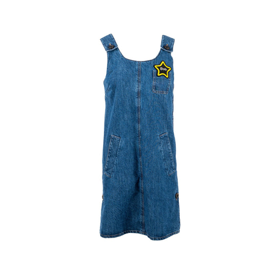 Miu Miu Size 40 Appliquéd Mini Dress Cotton Denim Blue