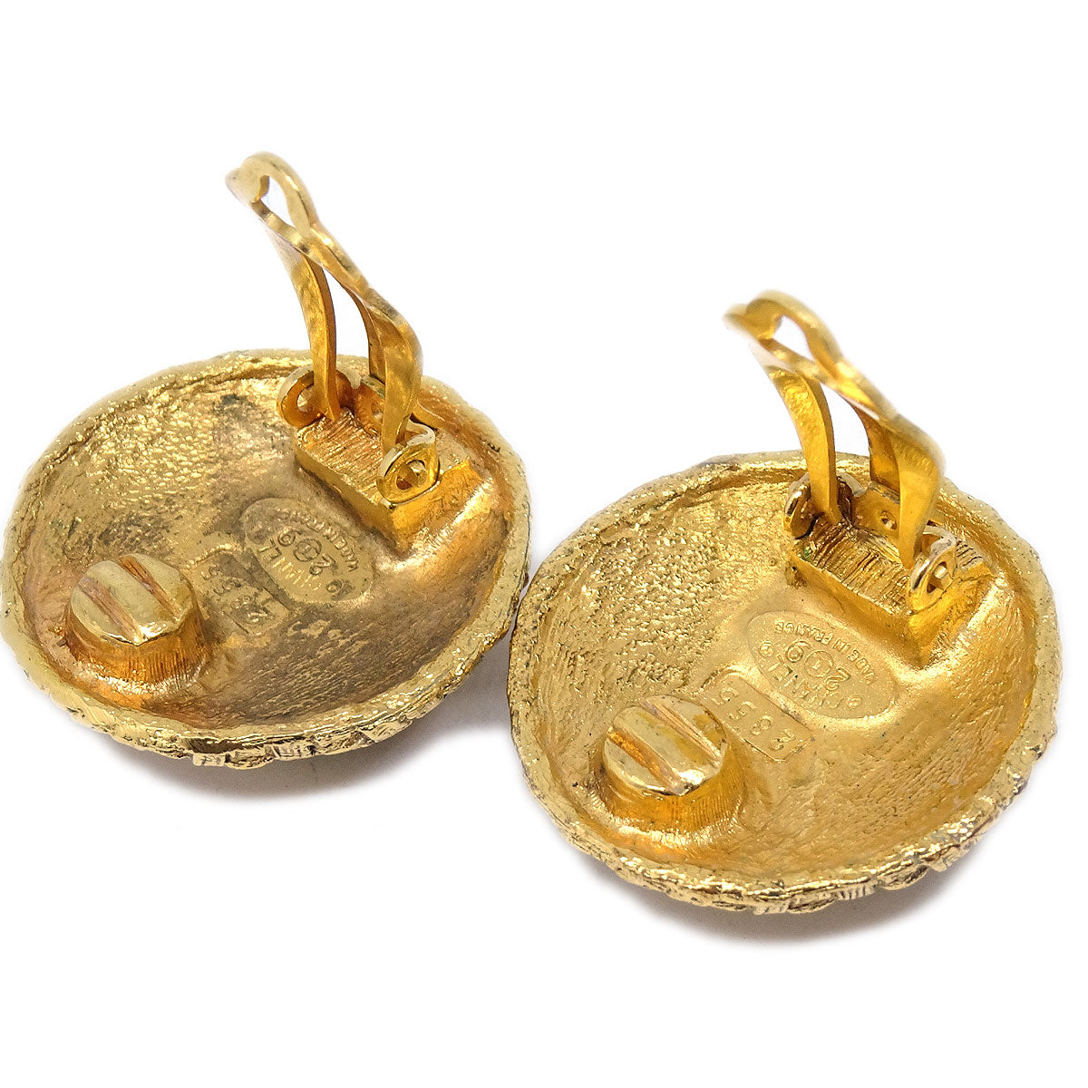 Luxury Chanel 1994 Woven CC Earrings Gold Clip-On 2855