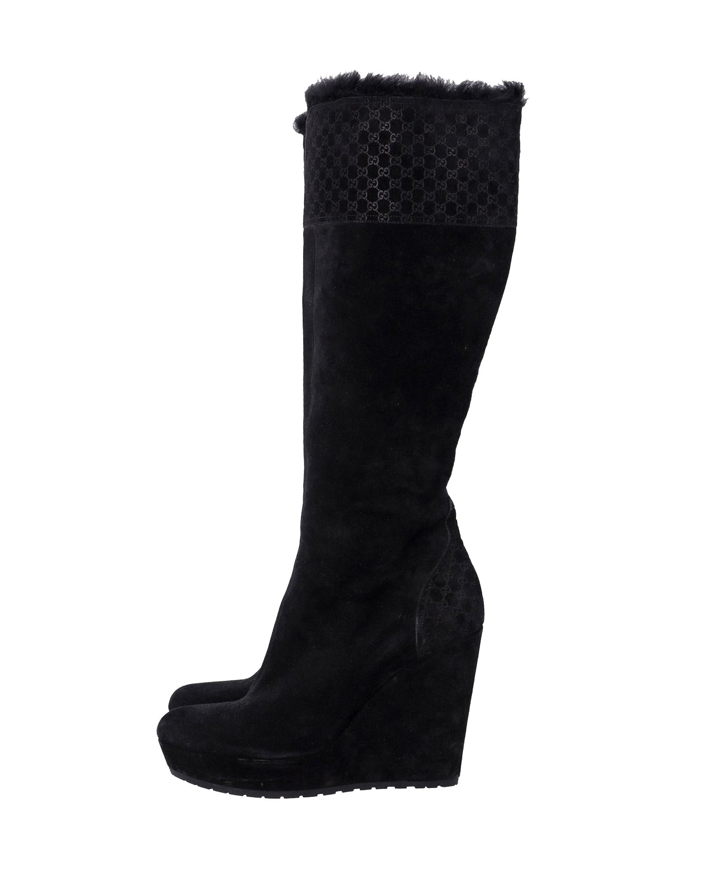 Luxury Gucci Trending 2025 MicroLuxury Gucci Trending 2025ssima Knee Boots in Black Suede