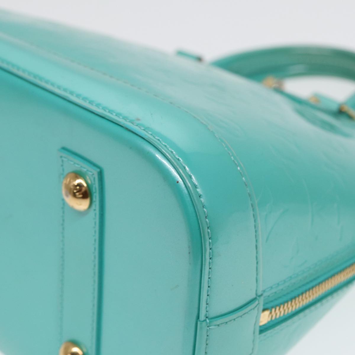 LOUIS VUITTON Monogram Vernis Alma PM Hand Bag Blue Lagon M91694 LV 85093