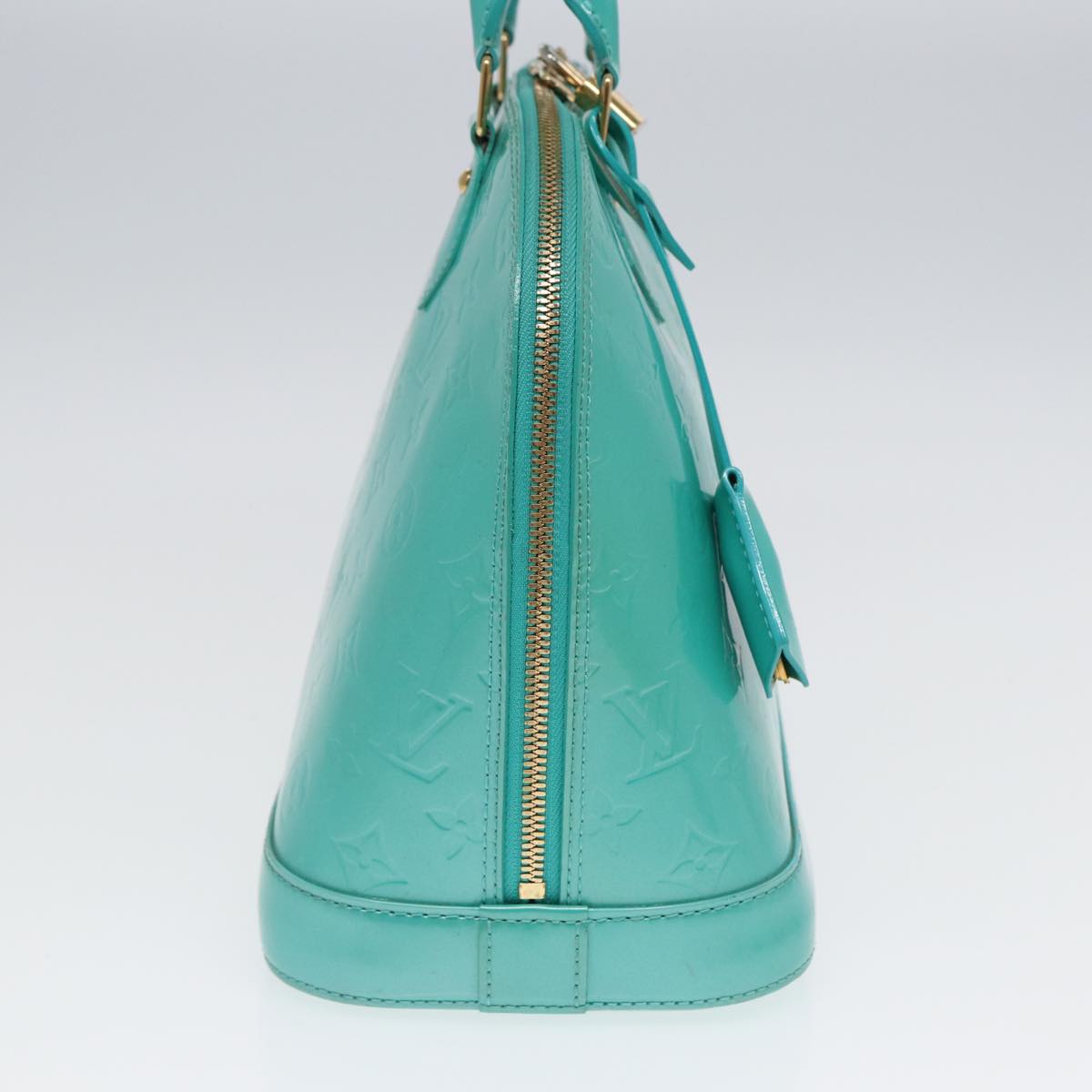 LOUIS VUITTON Monogram Vernis Alma PM Hand Bag Blue Lagon M91694 LV 85093