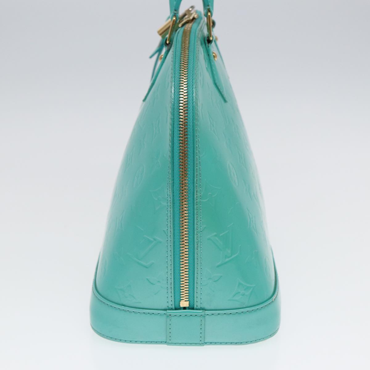 LOUIS VUITTON Monogram Vernis Alma PM Hand Bag Blue Lagon M91694 LV 85093