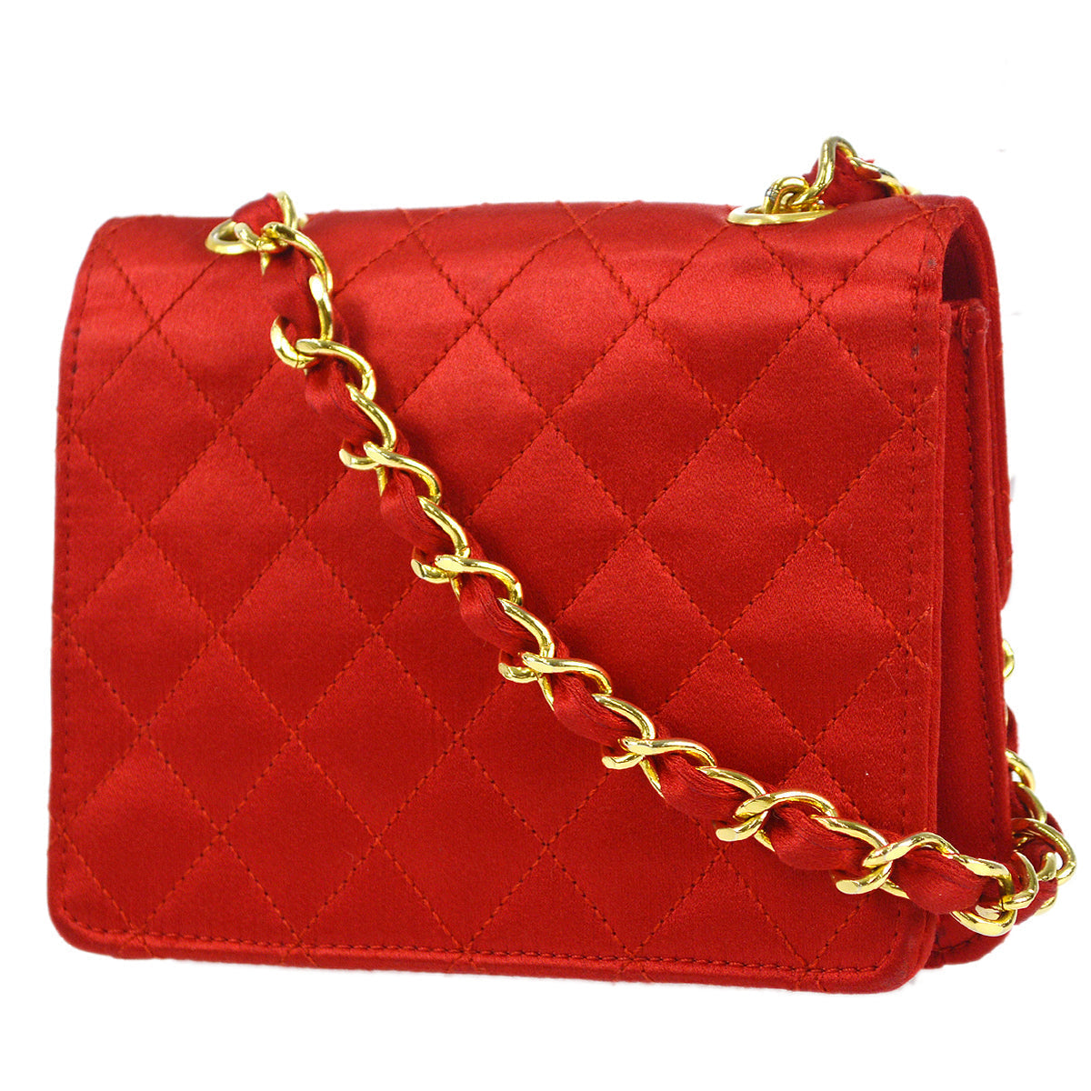 Luxury Chanel 1989-1991 Straight Flap Micro Satin