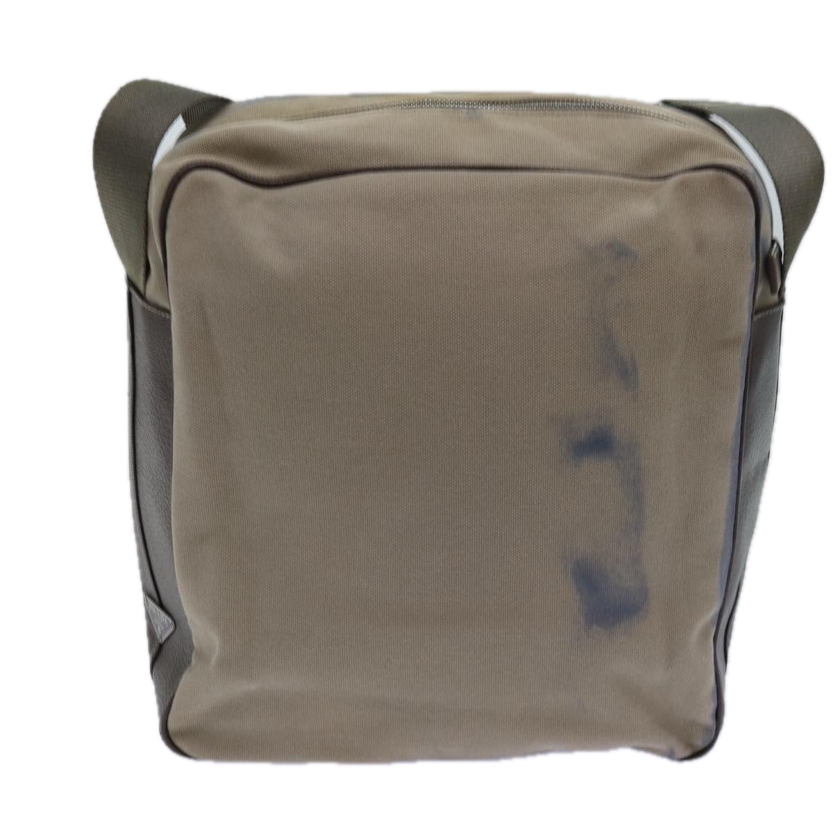 Luxury Prada Shoulder Bag Canvas Leather Brown Silver  85157