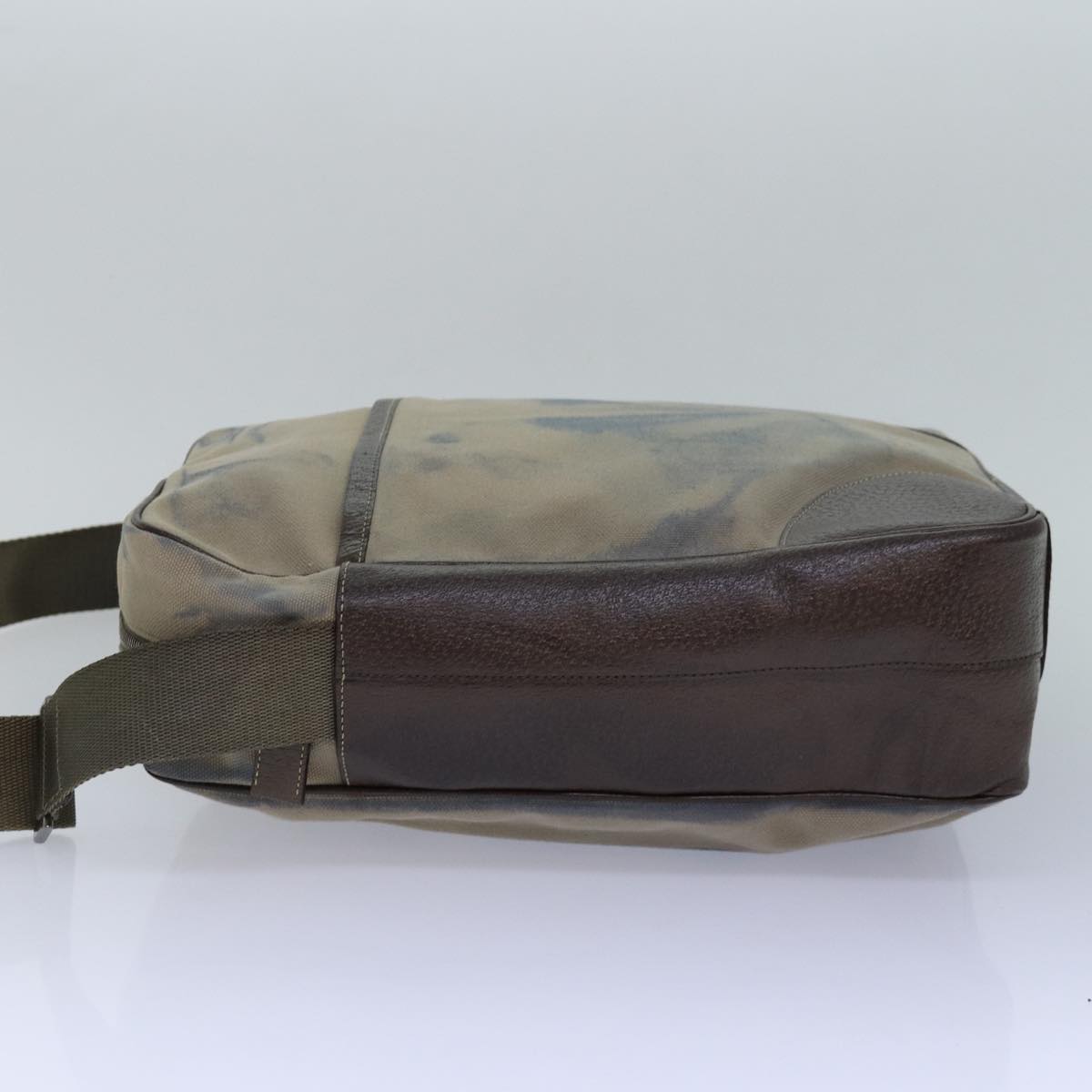 Luxury Prada Shoulder Bag Canvas Leather Brown Silver  85157
