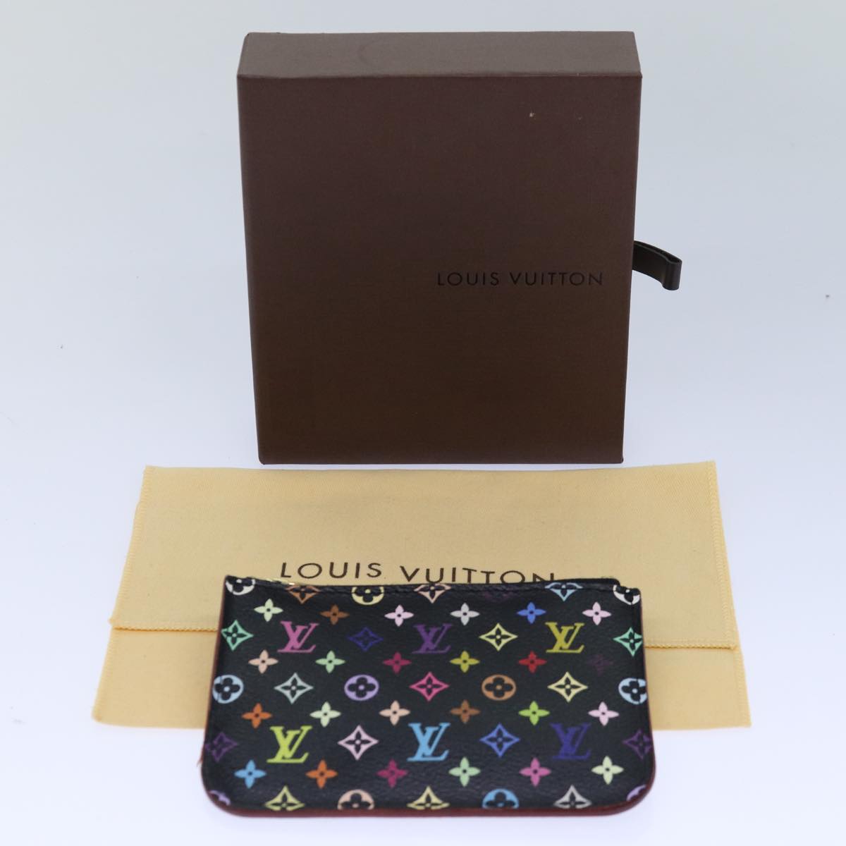 LOUIS VUITTON Multicolor Pochette ClesNM Coin Purse Black M60279 LV 85188