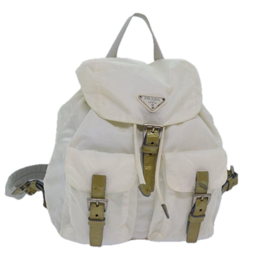 Luxury Prada Backpack Nylon White Silver  85291