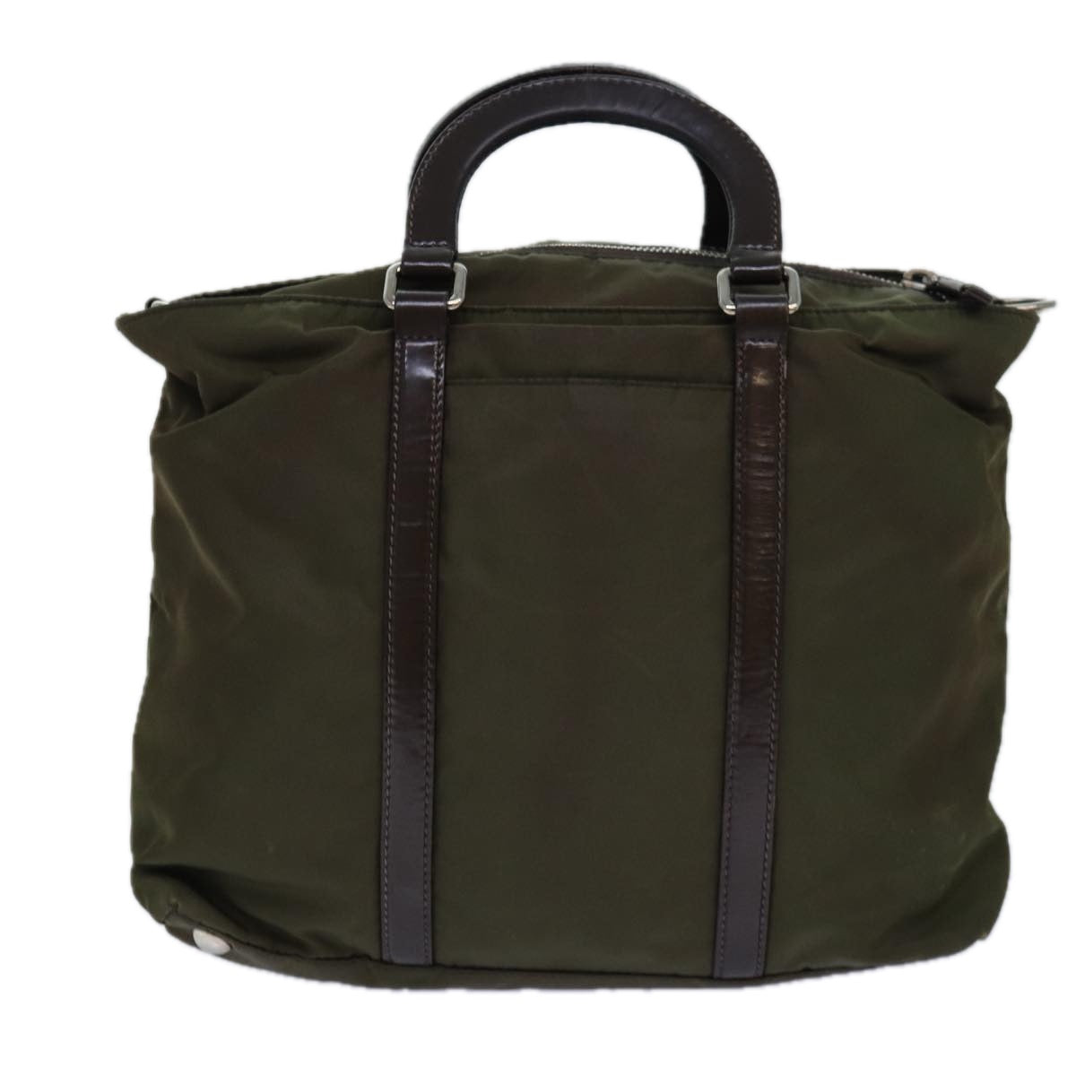 Luxury Prada Hand Bag Nylon 2way Khaki Silver  85292