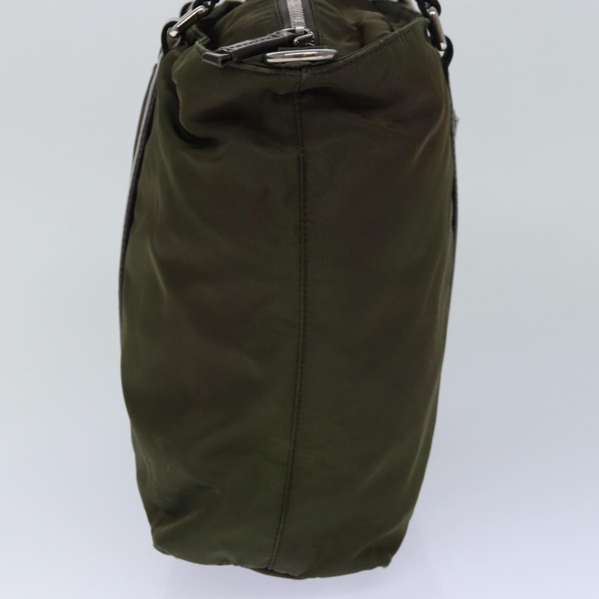 Luxury Prada Hand Bag Nylon 2way Khaki Silver  85292