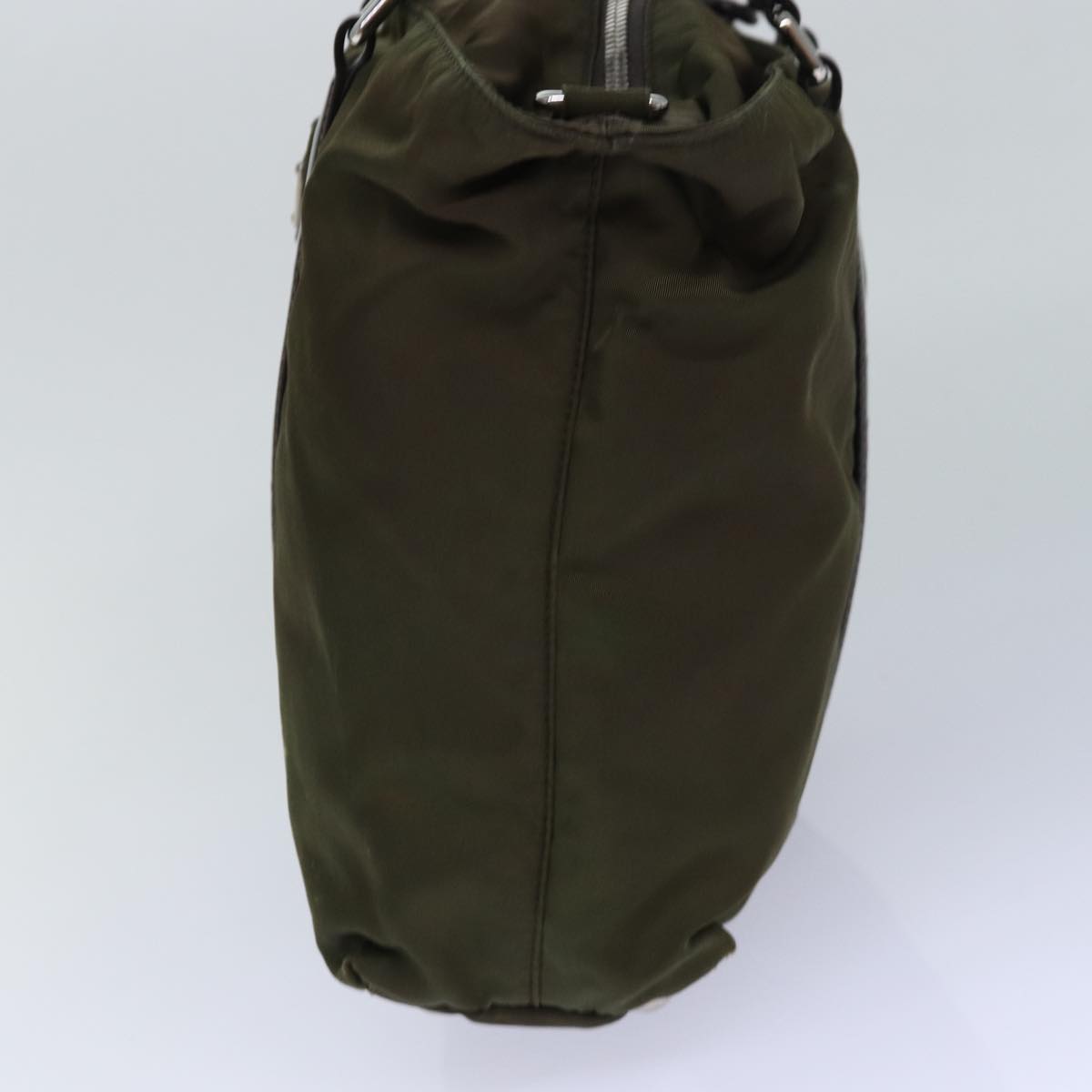 Luxury Prada Hand Bag Nylon 2way Khaki Silver  85292