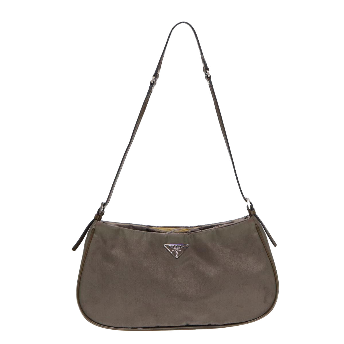 Luxury Prada Accessory Pouch Nylon Khaki Silver  85342
