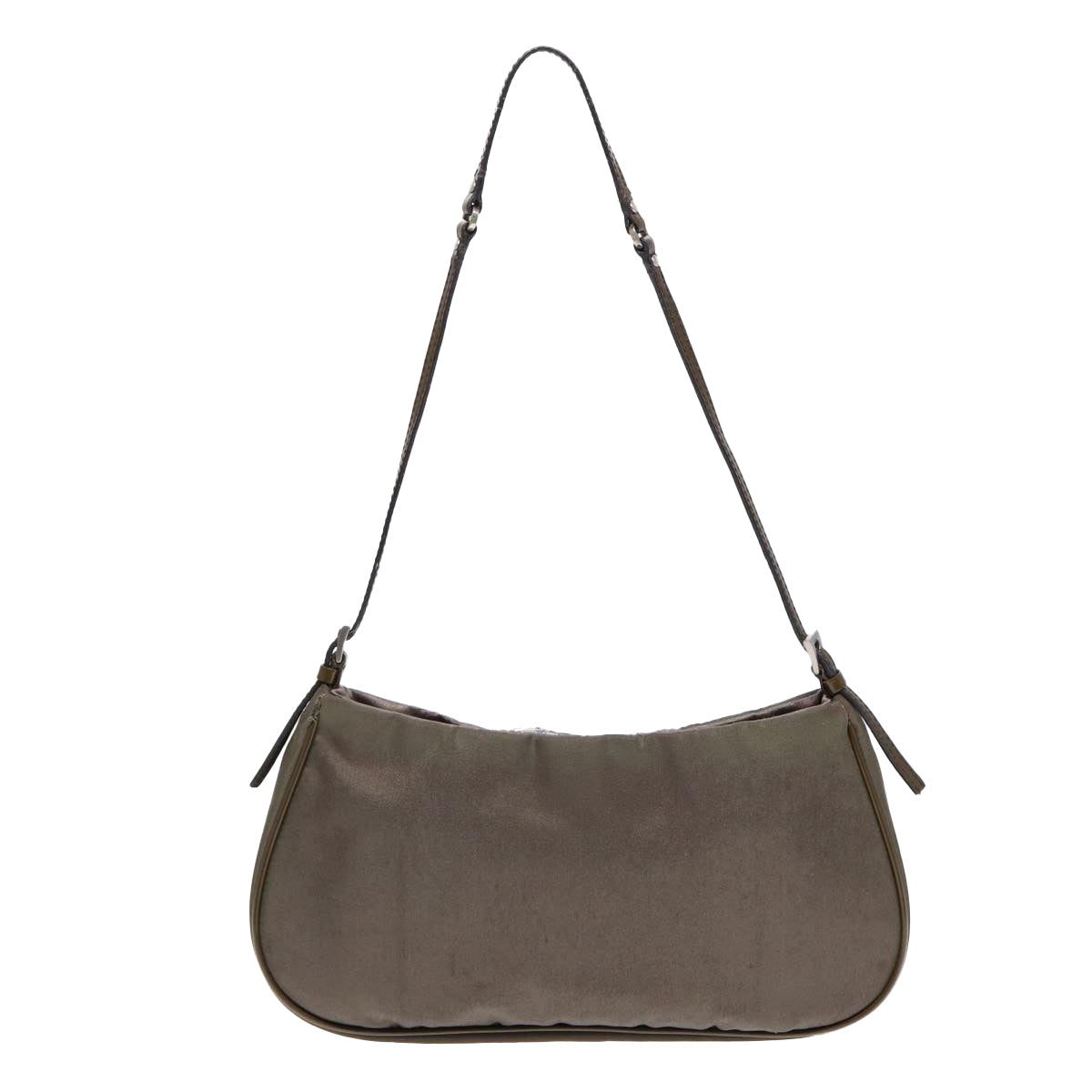 Luxury Prada Accessory Pouch Nylon Khaki Silver  85342