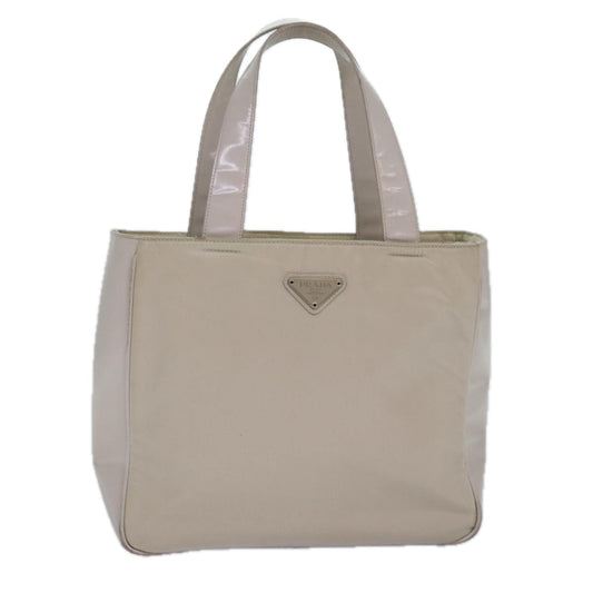 Luxury Prada Tote Bag Enamel nylon Silver White  85365