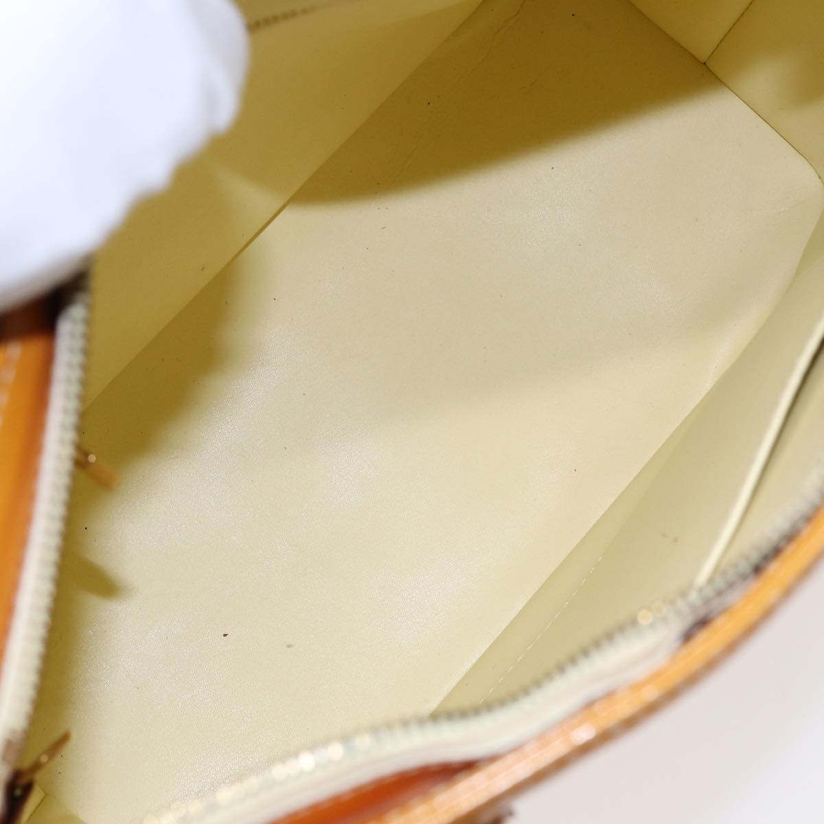 LOUIS VUITTON Monogram Vernis Houston Hand Bag Lime Yellow M91055 LV 85402