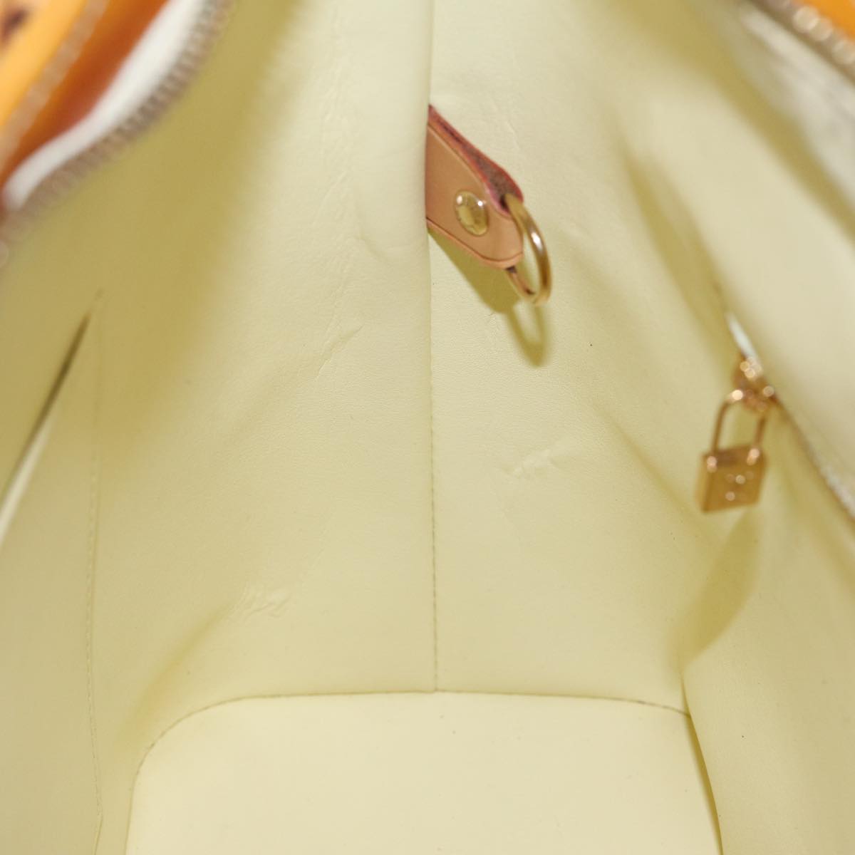 LOUIS VUITTON Monogram Vernis Houston Hand Bag Lime Yellow M91055 LV 85402