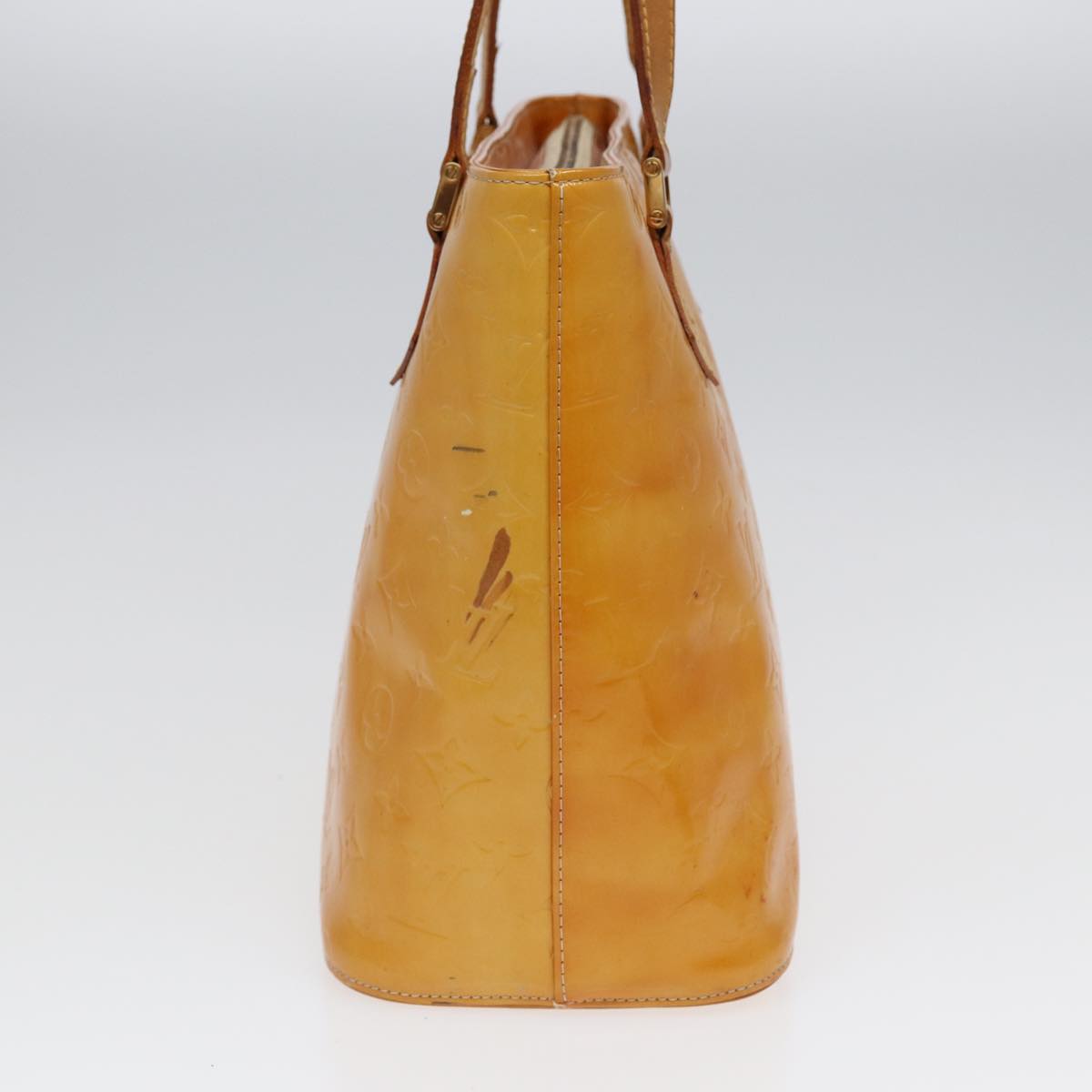 LOUIS VUITTON Monogram Vernis Houston Hand Bag Lime Yellow M91055 LV 85402