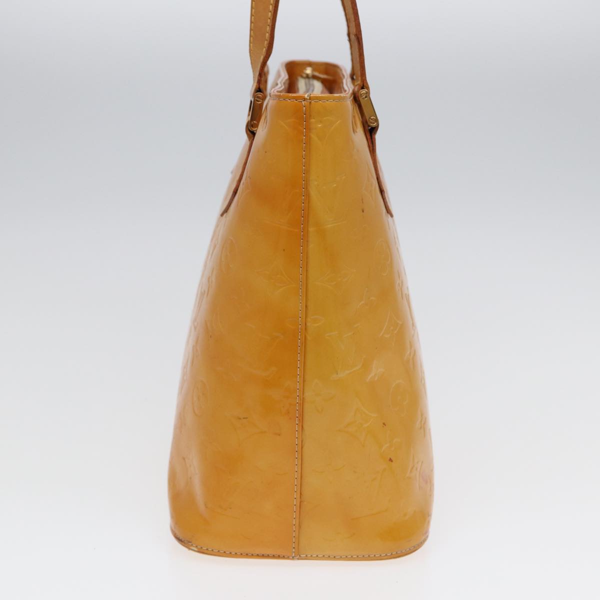LOUIS VUITTON Monogram Vernis Houston Hand Bag Lime Yellow M91055 LV 85402