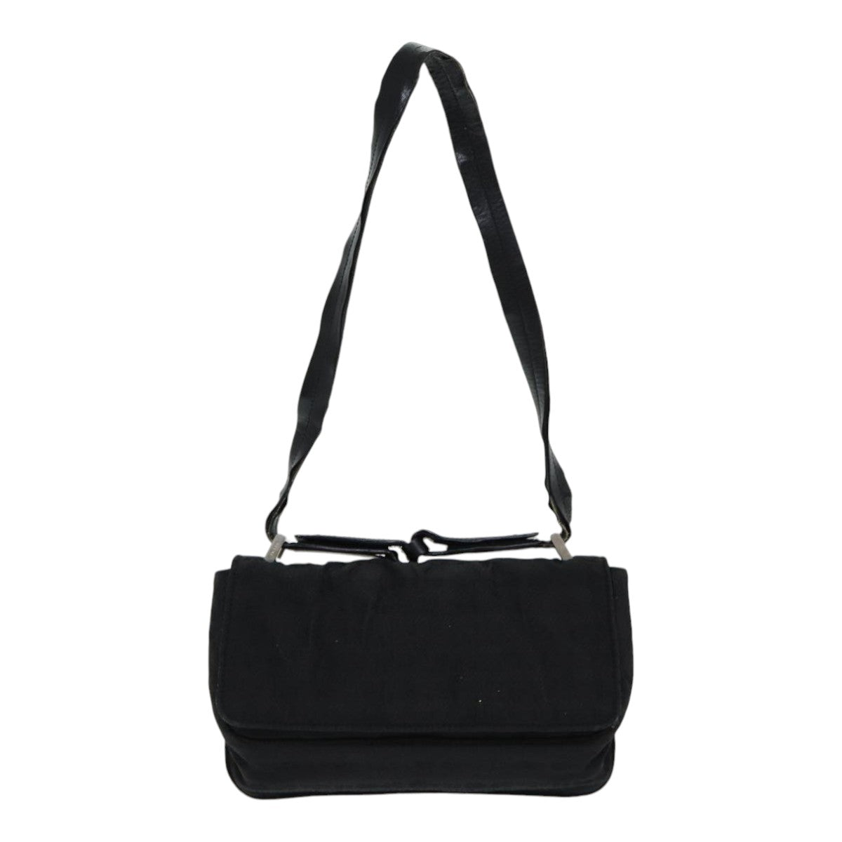 Luxury Prada Shoulder Bag Nylon Black Silver  85439