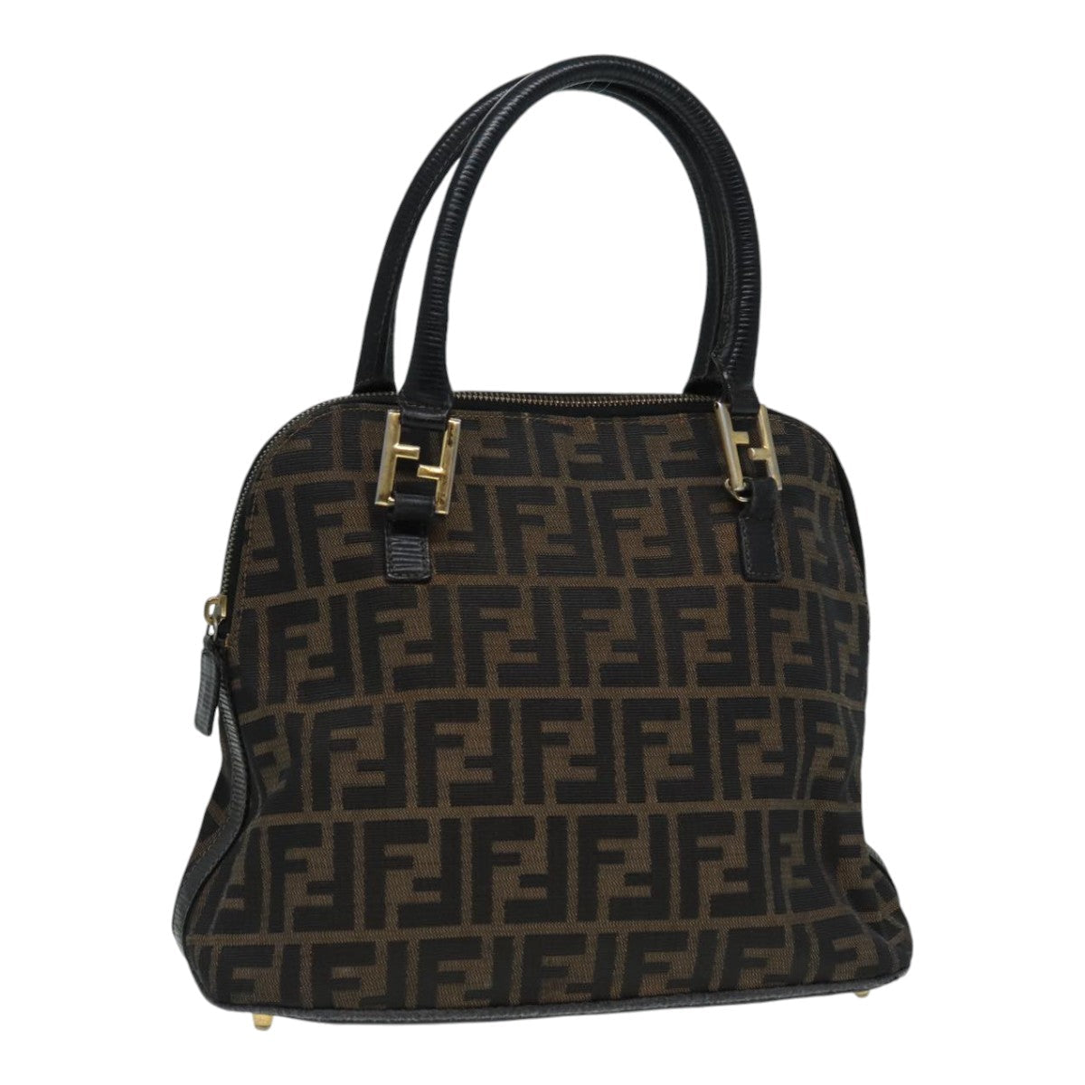 Luxury Fendi Zucca Canvas Hand Bag Brown Black gold85463