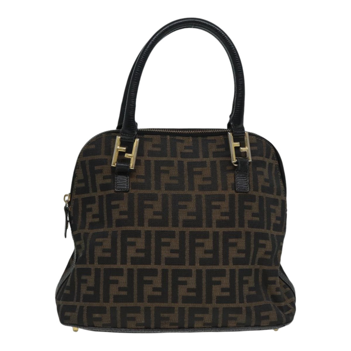 Luxury Fendi Zucca Canvas Hand Bag Brown Black gold85463