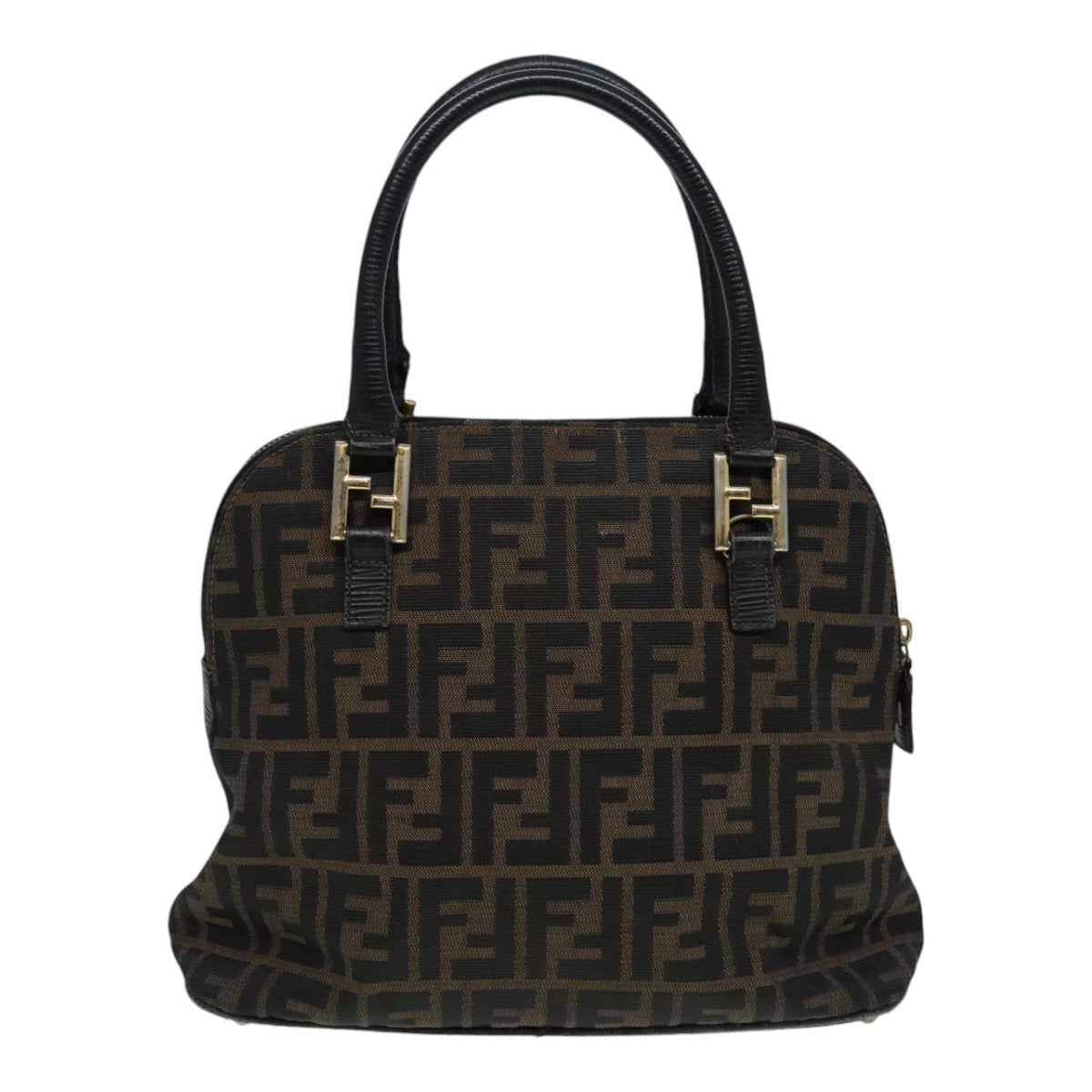 Luxury Fendi Zucca Canvas Hand Bag Brown Black gold85463