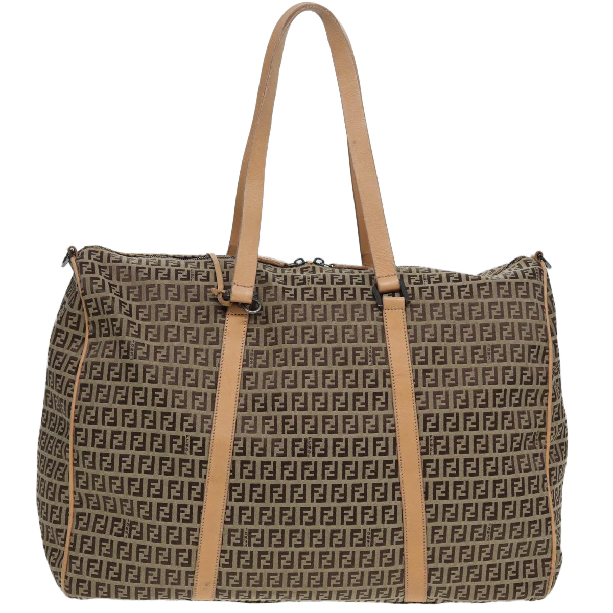 Luxury Fendi Zucchino Canvas Boston Bag 2way Beige Brown85464
