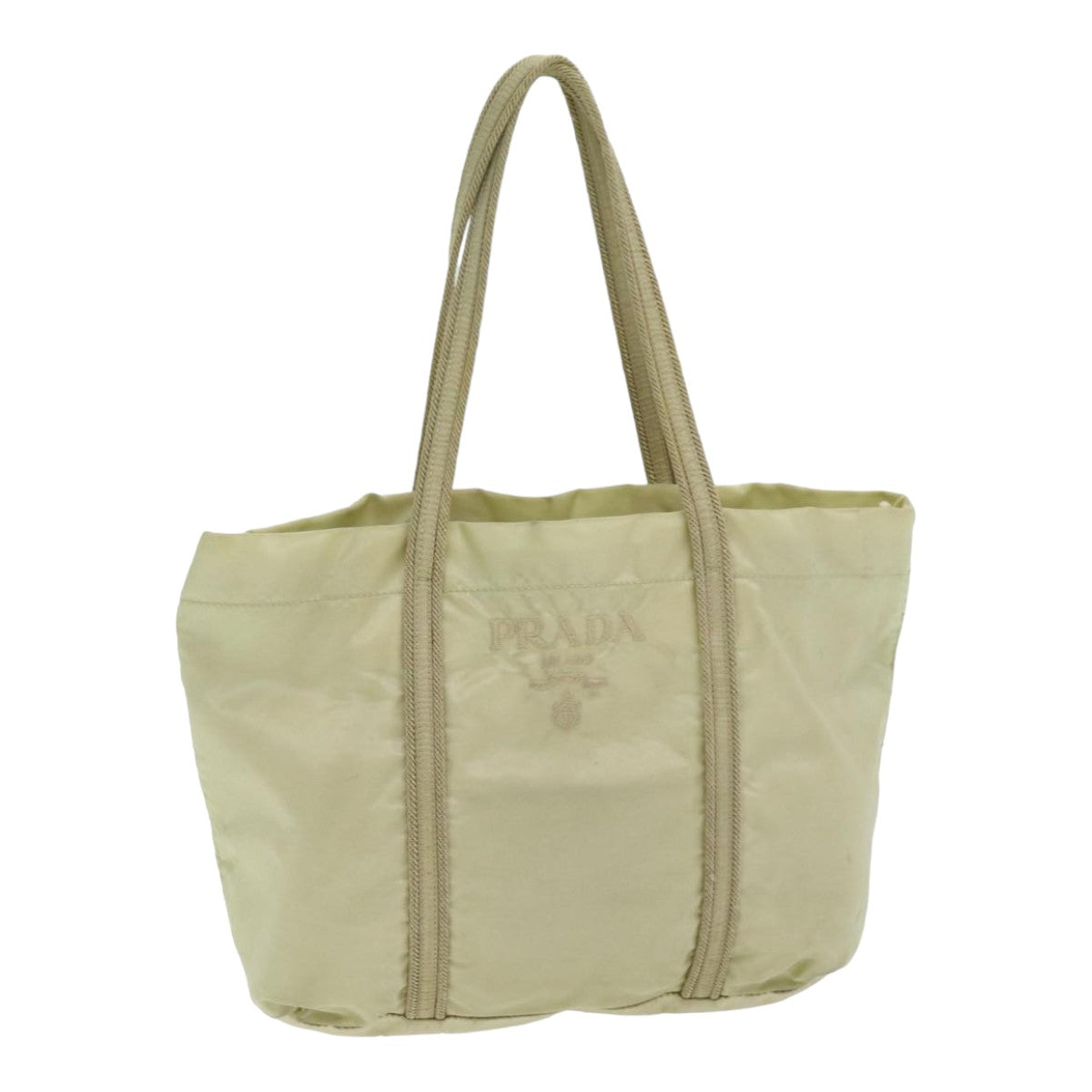 Luxury Prada Hand Bag Nylon Silver Beige  85481