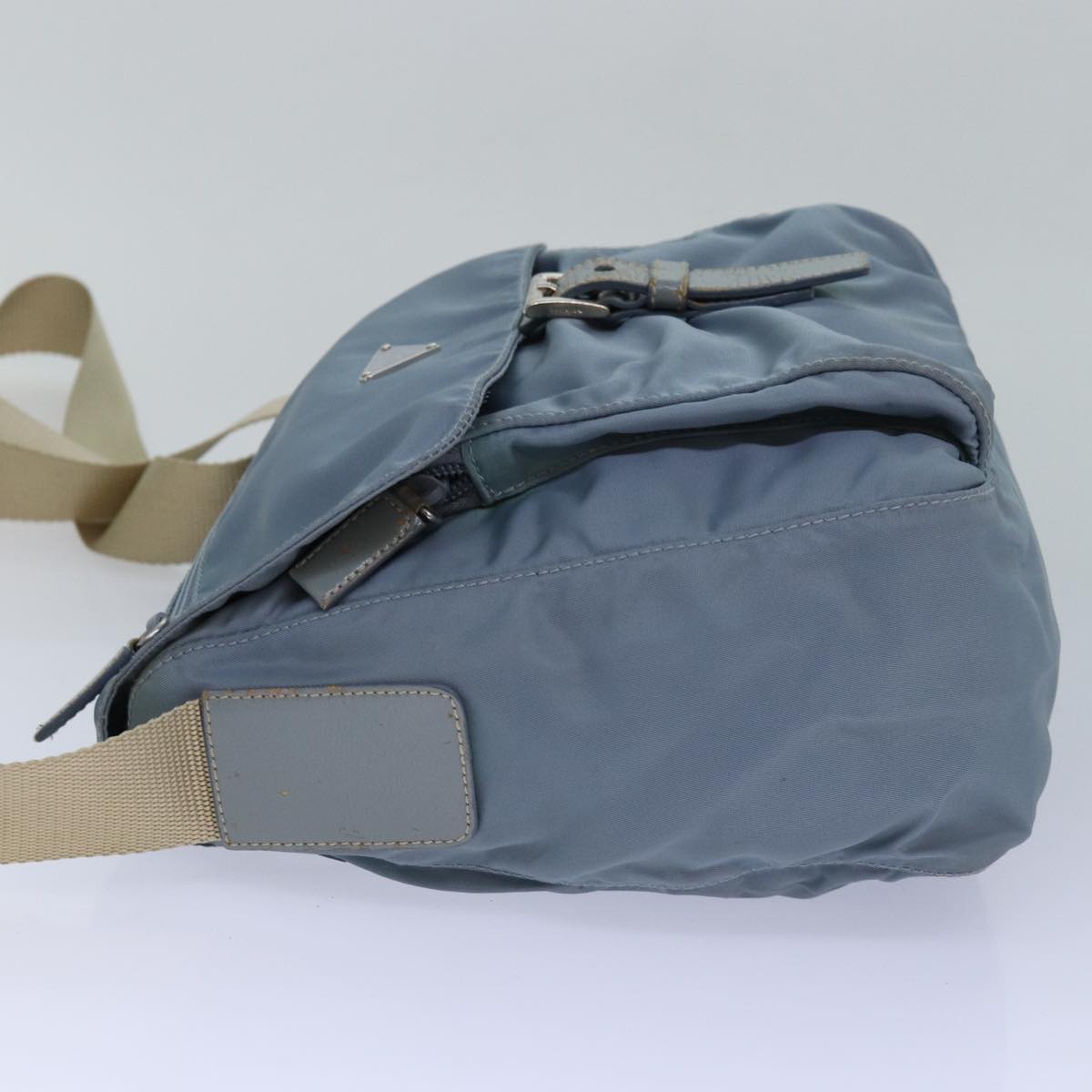 Luxury Prada Shoulder Bag Nylon Light Blue Silver  85482