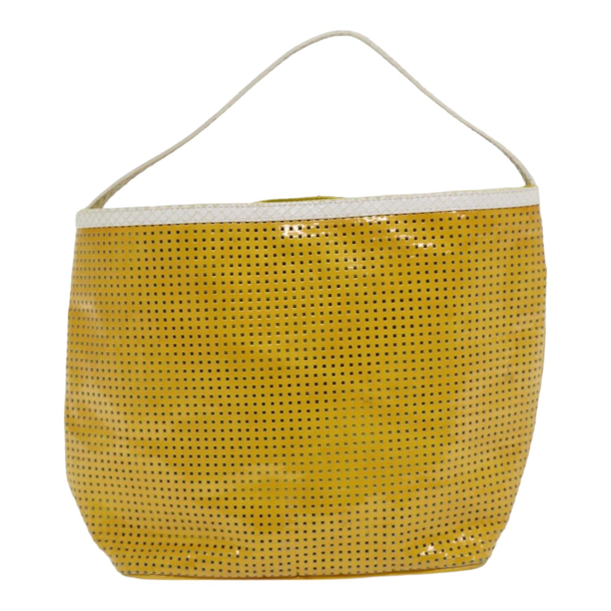 Luxury Fendi Hand Bag Enamel Yellow White Silver85528