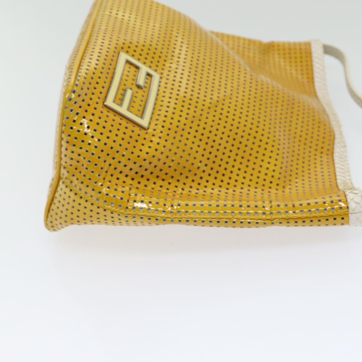 Luxury Fendi Hand Bag Enamel Yellow White Silver85528
