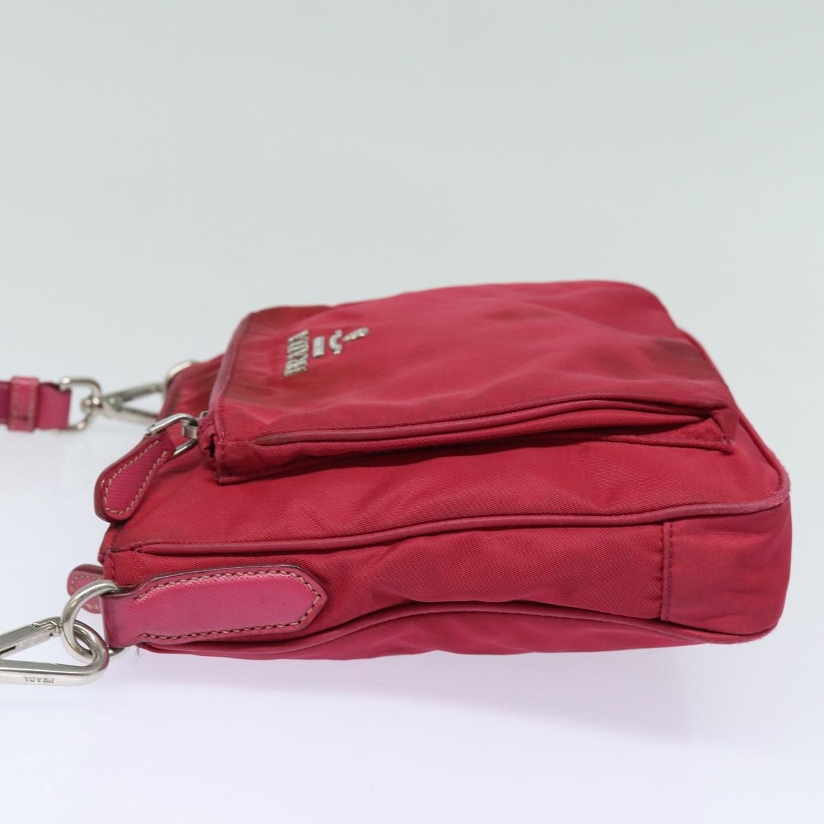 Luxury Prada Shoulder Bag Nylon Pink Silver  85537