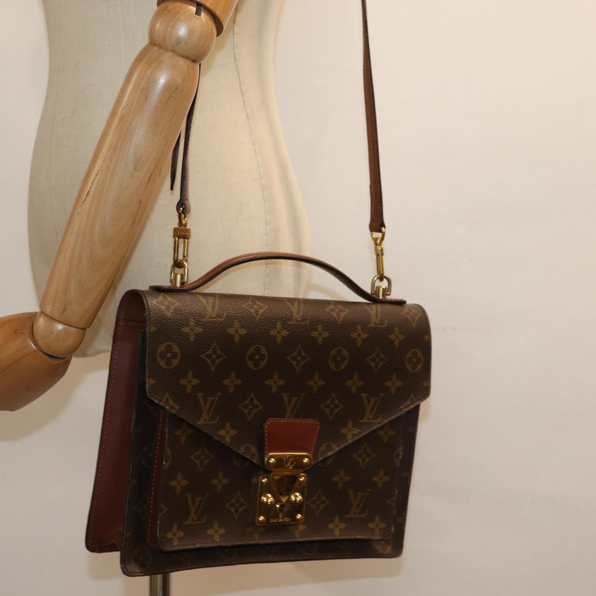 LOUIS VUITTON Monogram Monceau 28 Hand Bag 2way M51185 LV 85571