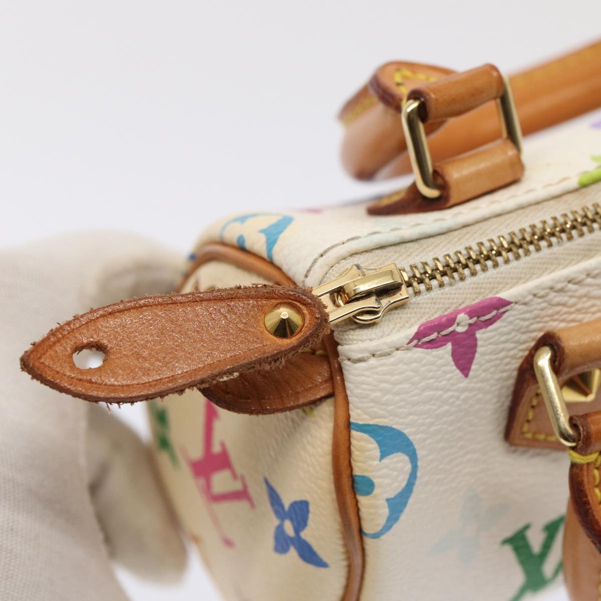 LOUIS VUITTON Monogram Multicolor Mini Speedy Hand Bag White M92645 85576