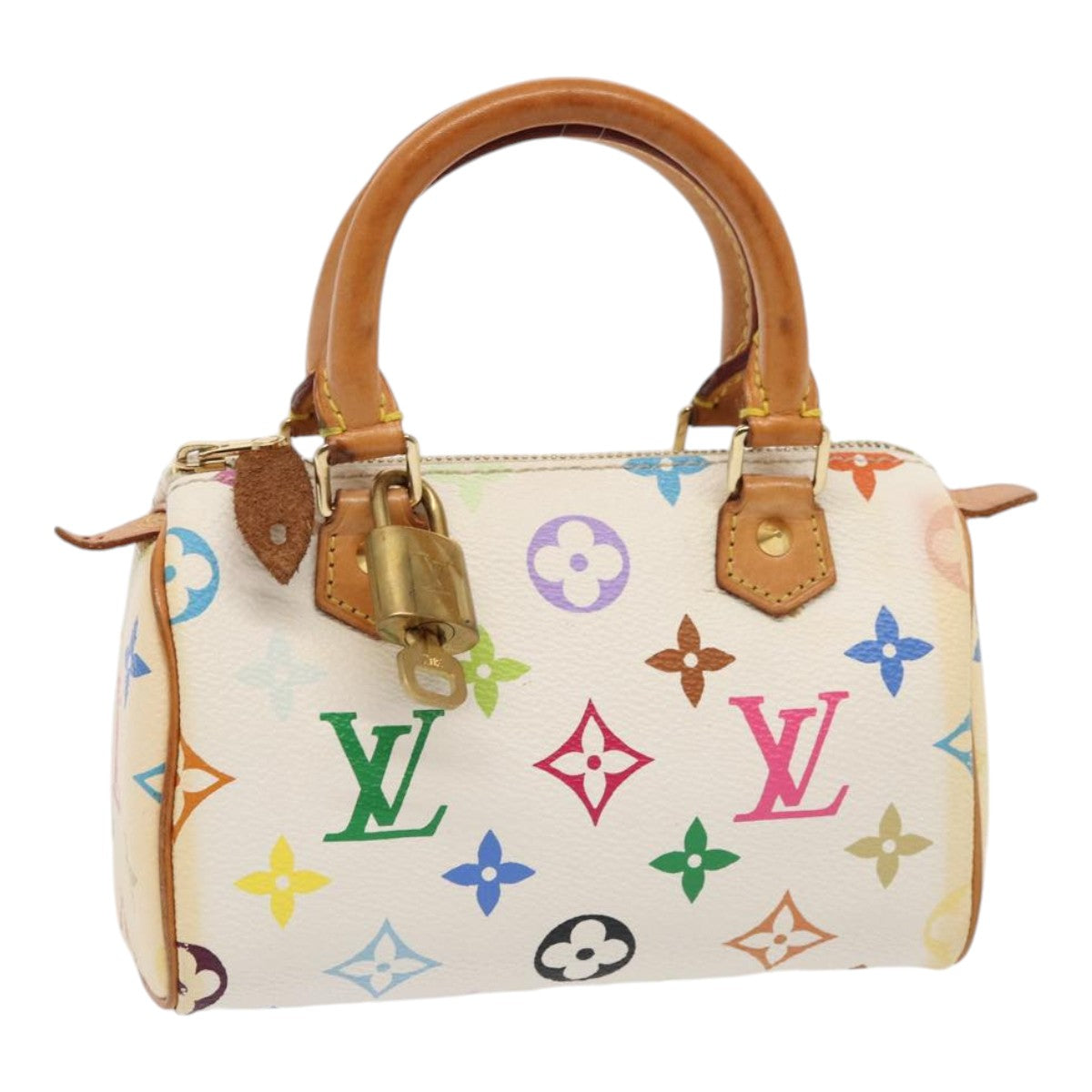LOUIS VUITTON Monogram Multicolor Mini Speedy Hand Bag White M92645 85576