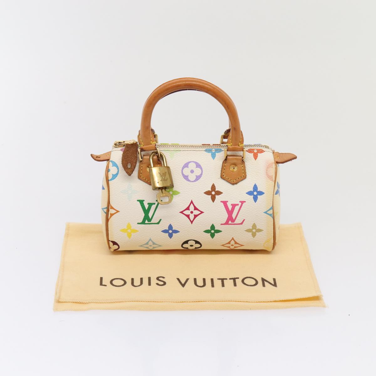 LOUIS VUITTON Monogram Multicolor Mini Speedy Hand Bag White M92645 85576