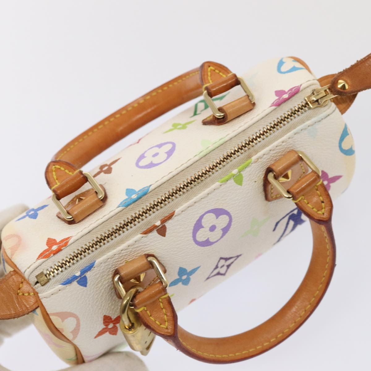 LOUIS VUITTON Monogram Multicolor Mini Speedy Hand Bag White M92645 85576