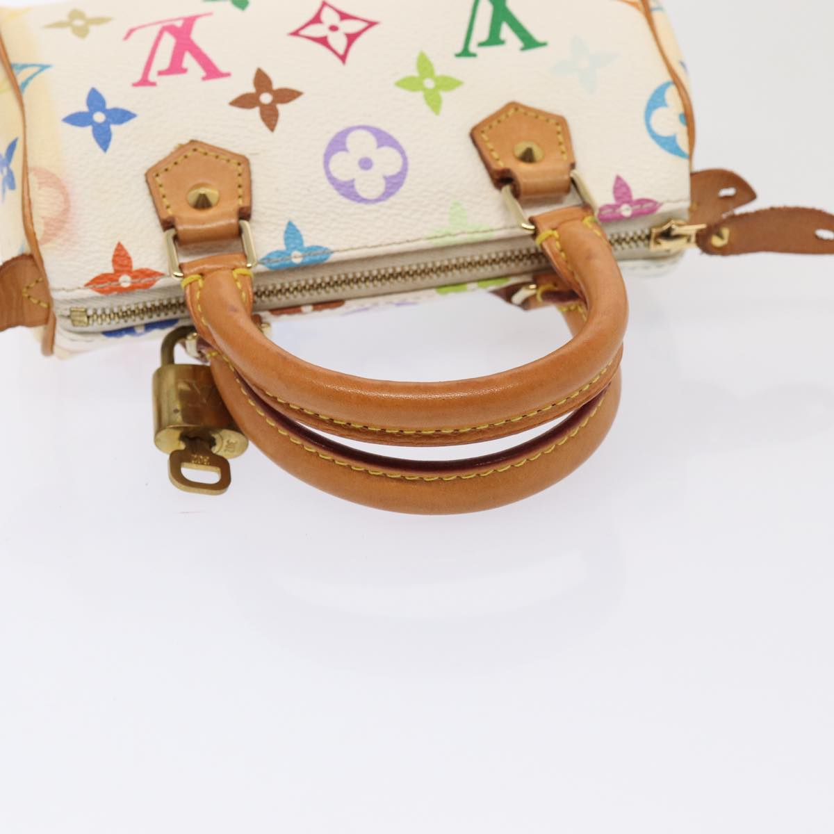 LOUIS VUITTON Monogram Multicolor Mini Speedy Hand Bag White M92645 85576
