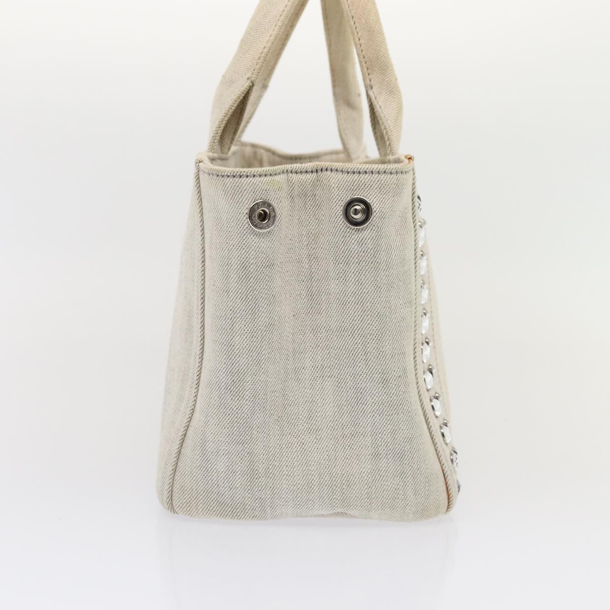 Luxury Prada Bijoux Canapa PM Hand Bag Canvas 2way Gray Silver  85622